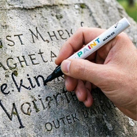Bättringsfärgpenna för gravstenar, vattentät stenmarkör med precisionsspets, snabbtorkande bläck som inte blöder.