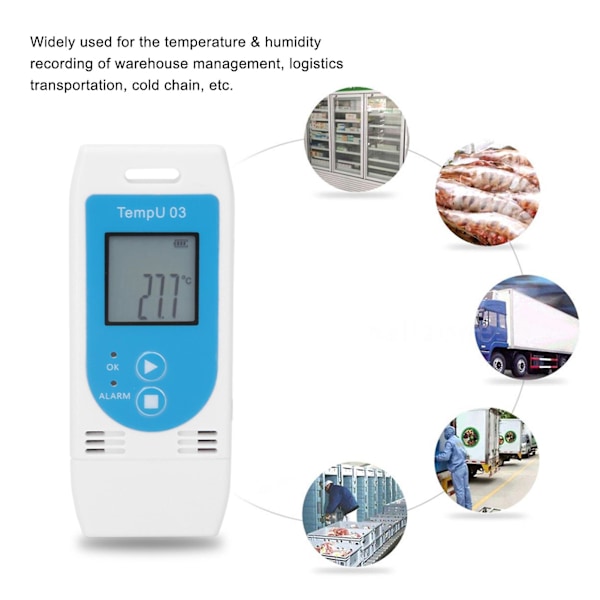 USB Temperatur- og Fuktighetslogger med LCD-skjerm, PDF-rapport, GSP-datainnsamler