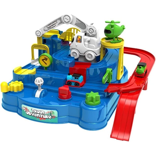 Car adventure toy, car race track toy, with 2 toys