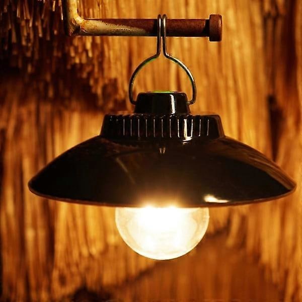 LED Campinglykta Varm Ljus Atmosfär Tältlampa Inbyggt Batteri med Hängkrok Laddning Campinglykta Hängande Atmosfärslampa - Svart