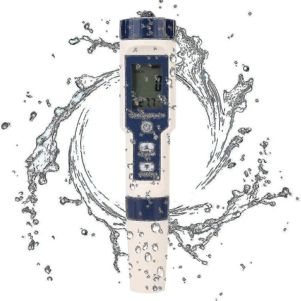 5 i 1 vattentestare Multifunktionell vattenkvalitetstestare, digitala Tds/ec/salthalt/ph/temperatur för dricksvatten, pool, akvarium, fisk