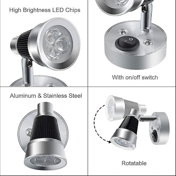 12v LED RV Læselys, 3w RV Læselampe RV Spotlight Vægskål til RV Interiør