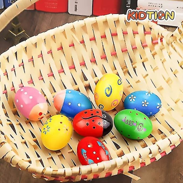 Pääsiäismunat Maracas-puinen muna - Korin täytteet, lyömäsoittimet, munasekoittimet, lasten lelut, jotka sopivat pääsiäismunien metsästykseen, luokkahuoneen palkintotarvikkeet