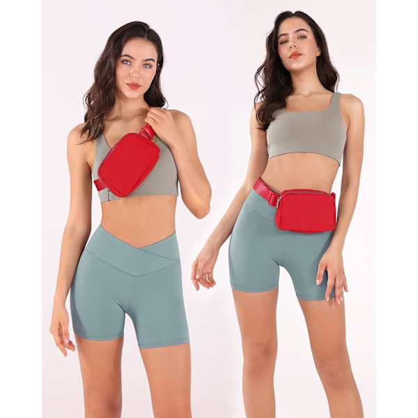 Unisex Mini Midjeväsk med Justerbar Rem - Liten Midjeväsk för Träning, Löpning, Resor, Vandring, Röd