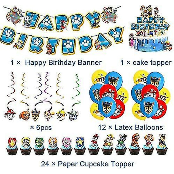 Hundpatrull Ballonger, Födelsedag Dekoration Hundpatrull Födelsedag Dekoration Set Grattis På Födelsedagen Dekoration Ballonger Banderoller För Födelsedagsfest Dekorationer