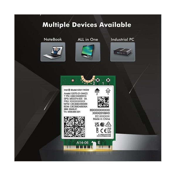 For Ax411 Wifi-kort Wifi 6e Cnvio2 Bluetooth 5.3 -bånd 5374mbps Netværksadapter Til Bærbar/pc Win10