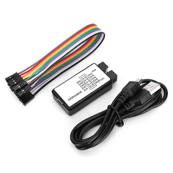 Logikanalysator 24MHz Logikanalysator Enhet USB Logikanalysator Enhetssats Mini Digital Fickstorlek 8 Kanals Ingångsminne