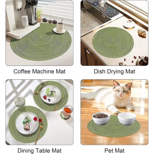 38cm vävda runda 6 st bordstabletter Värmeisolering Halkfri Tvättbara bordsunderlägg för hembröllopsrestaurang (grön)