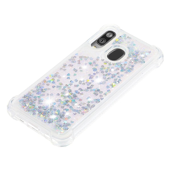 Samsung Galaxy A40 Case Glitter Nestemäinen Läpinäkyvä Sparkly Kiiltävä Bling Kristallinkirkas virtaava Quicksand Cover Tpu Silikoni - hopea