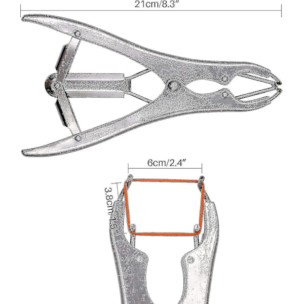 Rustfrie kastreringsklyper i rustfritt stål - for storfe, gris, sau, med 100 gummiring
