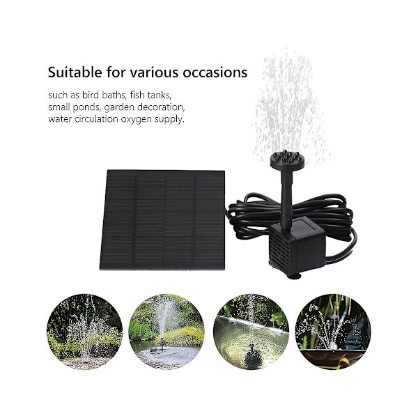 Solcelled Vandpumpe Solpanel Springvandspumpe Pool Dam Havevand Sprinkler Sprøjte til Fuglebad