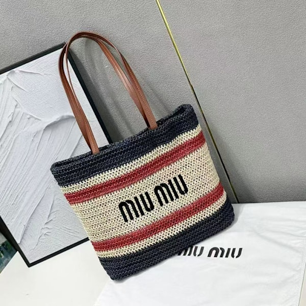 Strandväska sommarväska raffia shoppingväska halmväska stor kapacitet enkel axelväska
