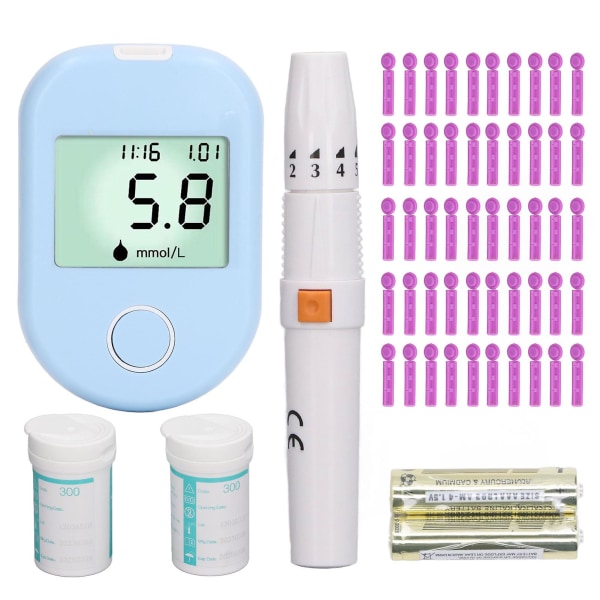 Blodsockerövervakningssystem för diabetes Automatisk 50 blodsockertestremsor 50 lansetter Blodsockermätare