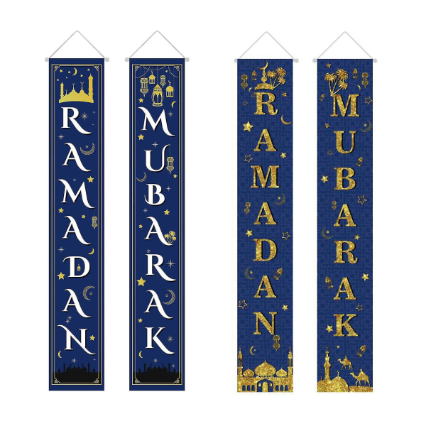 Dekorativt Dikt Dørdekorasjon Ramadan Mubarak Veranda Banner Gjenbrukbar Slitesterk For Festival Oxford Klær Banner