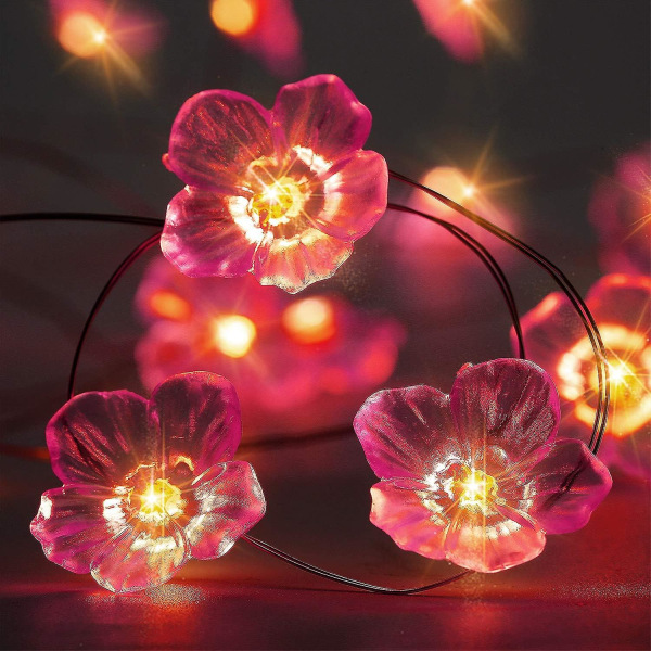 Pink Cherry Blossom String Light 3d Flower Led Light Batteridrevet, vandtæt dekoration