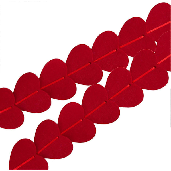 PIAO Valentinsdag Dekorationer - 80 stk Røde Filt Garland Hængende Snore Hjerter - INGEN DIY - Valentinsdag Dekoration til Hjem Kontor Bryllup Jubilæum Bi