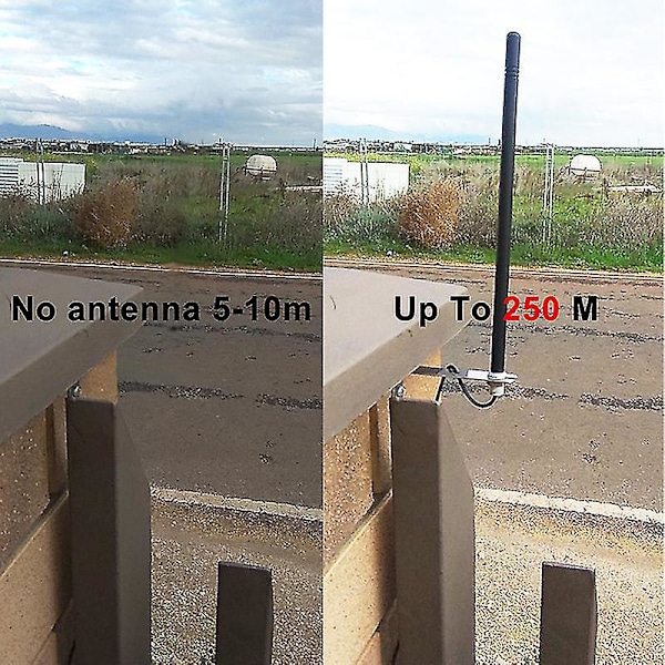 Universaali automaattinen porttiantenni 433,92 MHz yhteensopiva vastaanottimien ja automaattisten garagien kanssa, mukaan lukien kiinnike ja suojattu kaapeli RG17