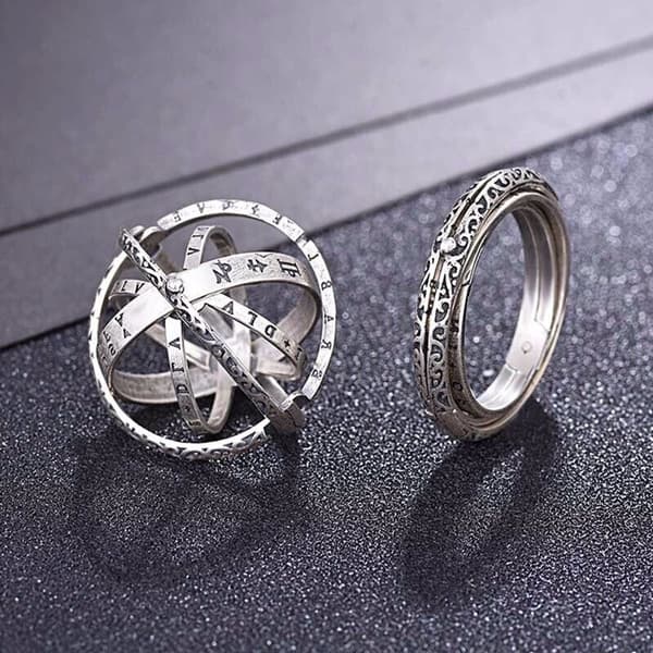 Deformert astronomisk kule ring, halskjede Silver No.11