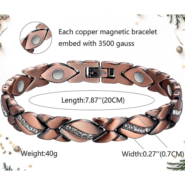 Kvinnors magnetiska koppararmband Alla stenar Magnetarmband för kvinnor Bronsblad Borstade Kreativt magnetiskt armband