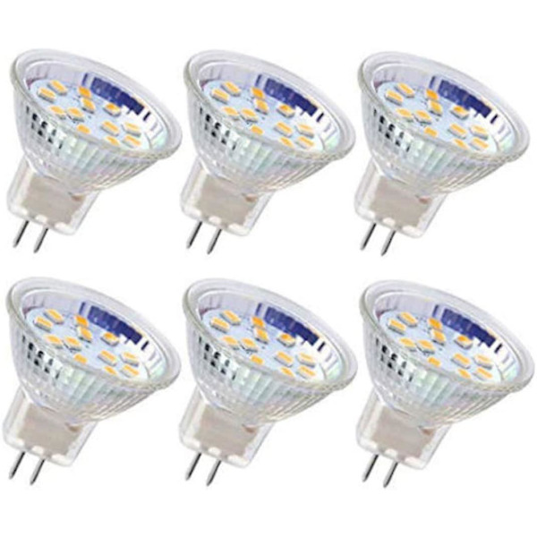 6 stk. MR11 LED Pærer GU4 Spotlight 3W 18 LED'er Halogen 20W Ikke-dimbar Ækvivalent 12V AC/DC (Kold Hvid)