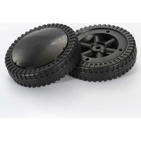 Sæt med 2 sorte 15 cm hjul til grill, jævn rulle.