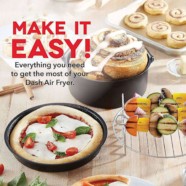 4 st Air Fryer Tillbehör 6 tum Passar för Airfryer 2.3-3.2qt Bakkorg Pizzaplatta Grillgryta K