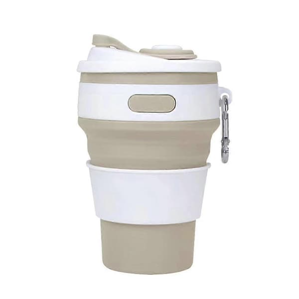 350 ml sammenleggbar silikonkopp - Sammenleggbart reisekrus - Lekkasjesikker Khaki 1pcs