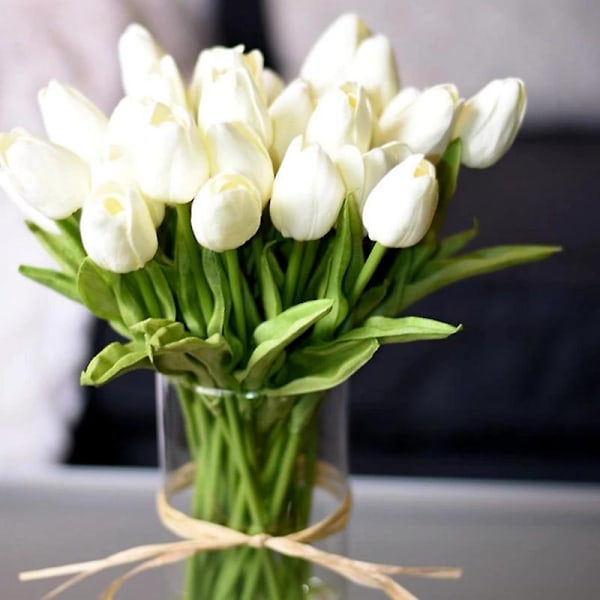 12 stk kunstige tulipaner, ekte berøring, kunstig bukett, PE falske blomster til bryllupsdekorasjon, blomster til hjem og hage