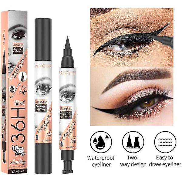 Siivekäs Eyeliner-leimasin, Eyeliner-leimasin, Musta nestemäinen Eyeliner, Vedenpitävä Eyeliner, Pitkäkestoinen nestemäinen Leima Eyeliner