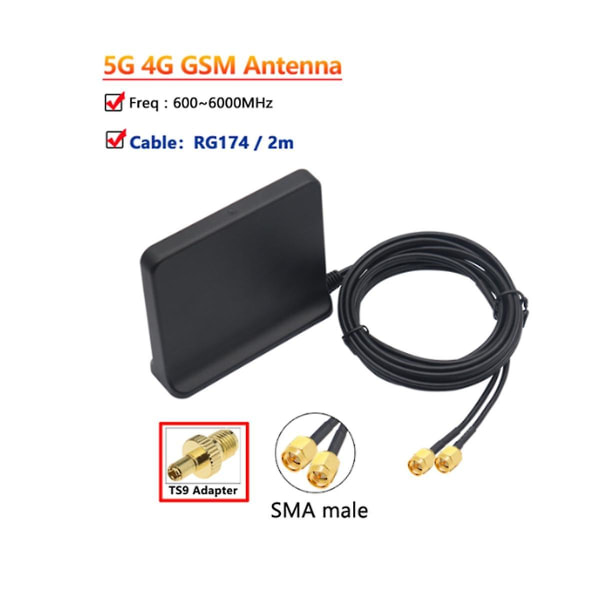 Signal Boost 5g 4g Lte 3g Gsm Mimo Aerial High Gain 12dbi 600-6000mhz ulkoinen Omni Wifi antenni (bl
