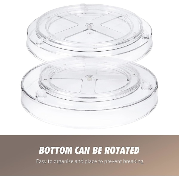 Sæt med 2 Lazy Susan køkkenpladespiller 360 roterende opbevaringsbakker til køkken og badeværelse (27 x 4,6 cm + 23,5 x 3,8 cm)