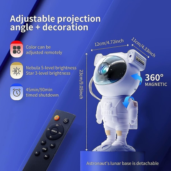 Projecteur De Galaxie D'astronaute Starry Sky Night Light, Projecteur D'toile D'astronaute Avec Nbuleuse, Minuterie Et Tlcommande, Lampe Toile Pour Ch