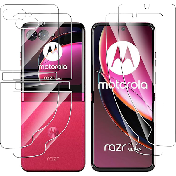 2 set HD-skärmskydd för Motorola Razr 50 Ultra, självläkande TPU-helkroppsfilm för Moto Razr 50 Ultra, reptålig