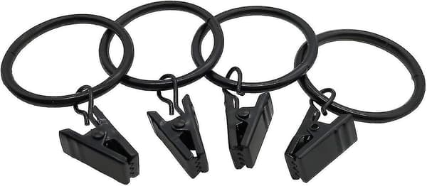 Gardinringe med klemmer - 40 stk. 3,2 cm Sort
