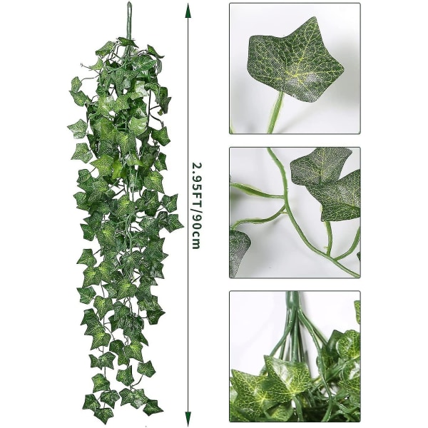piezas de plantas colgantes artificiales con una cesta, vegetación de pared de 2,95 pies
