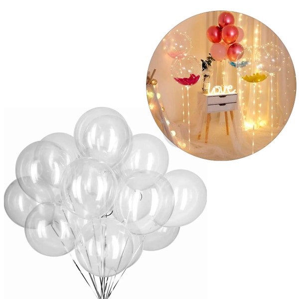 50 st Bobo Ballonger Pvc Transparent Återanvändbara Upp till 15,7 tum uppblåsta storlek Party Ballonger för familjens bröllopsdag