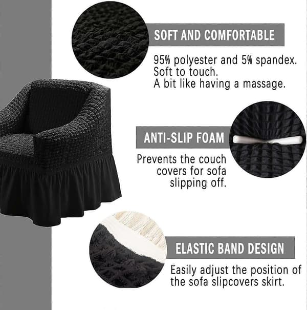 Sofatrekk, elastisk lenestoltrekk for 1 person, stretchbart møbelbeskyttelse 90-140CM