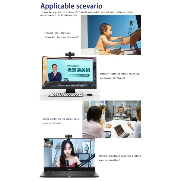Vidvinkel højopløsningsobjektiv Computerudstyr Webkamera 4,5v-5,5v fast fokus 2k fast fokus HD-webkamera Plug And Play