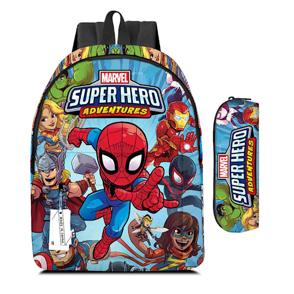 Hämähäkkimies-sarjakuvareppu, kaksiosainen sarja, Superman Batman -oppilaskoululaukku, kynäpussi, lasten reppu