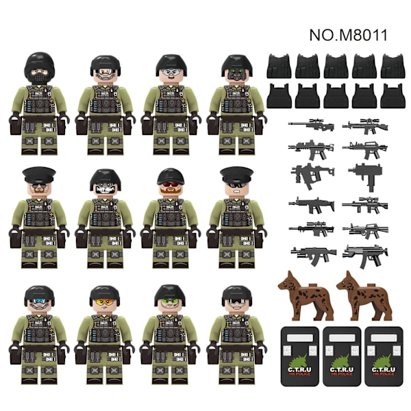 Militær byggelegetøj med 12 minifigurer