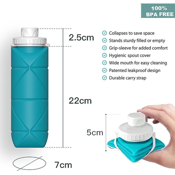 - Sammenklappelig vandflaske Lækagesikker ventil Genanvendelig Bpa-fri silikone foldebl &-6