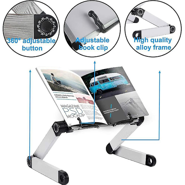 Säädettävä Kirjanpidike, Säädettävä Korkeus Ja Kulma, Ergonomisesti Suunniteltu Kirjanpidike Paperiliittimillä Suurille Koulukirjoille, Tabletille