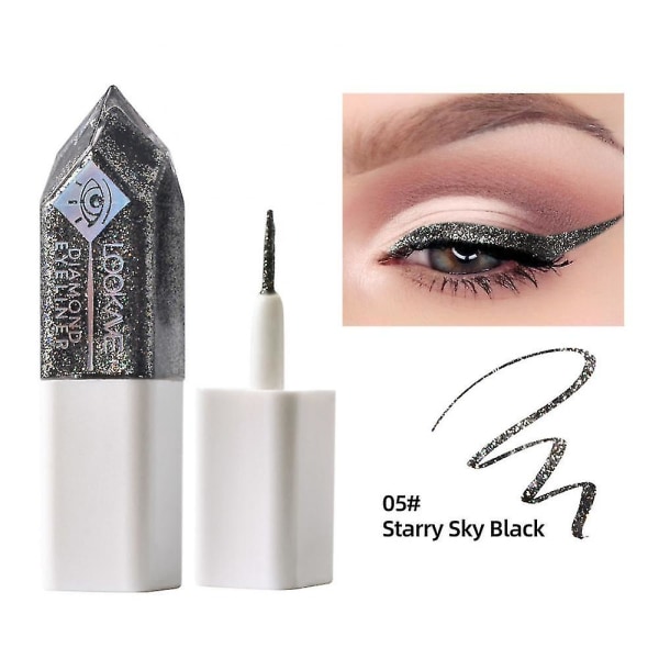 5 farger flytende eyeliner Pearly Diamond Glitterfarget flytende eyeliner kromatisk hurtigtørkende