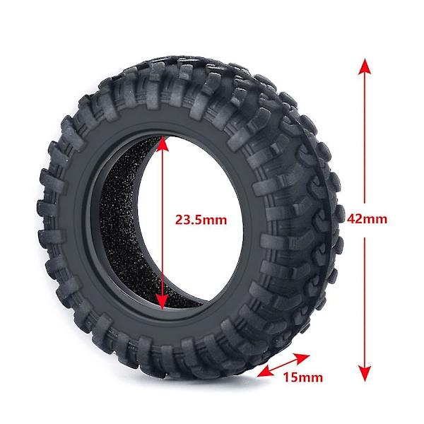 4 st Gummidäck 42x15mm Hjul Däck för Mini-z Jimny RC Crawler Bil Uppgraderingsdelar