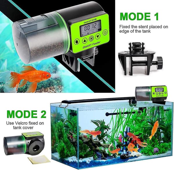 Automatisk fiskefoderautomat med timer og LCD til akvarium