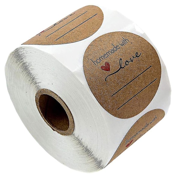 500 stk Kraftpapir hjemmelaget med kjærlighetsklistremerker Etiketter Rull selvklebende