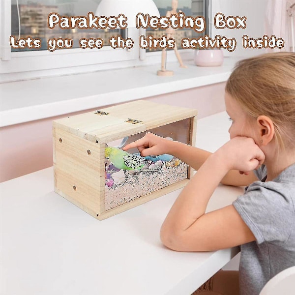 Papegøjenestkasse Transparent Fuglehus Til Bur Træ Avlskasse Til Papegøje Parakitter Cockatiel