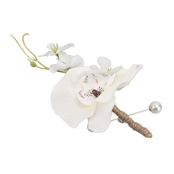 Brudgommens Bryllups-Boutonniere 5 stk Hvide Kunstige Blomster Brosche Mænd Elegant Livagtig Permanent Genanvendelig