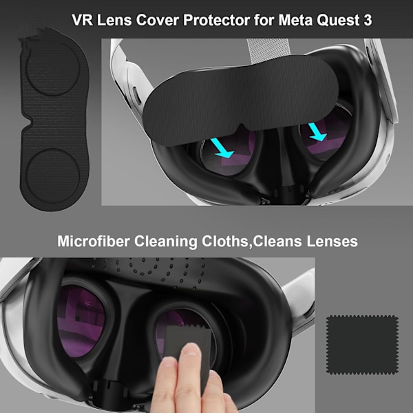 4-pack tillbehör till Meta Quest 3, Quest 3 VR genomskinligt PC-ansiktsöverdrag, handkontrollgreppskydd, ansiktsdynkudde, skyddande linsöverdrag