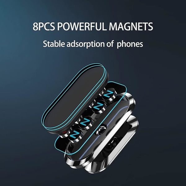 Magneettinen autopuhelinteline, magneettinen autopuhelinteline 360 ​​pyörivä älypuhelinteline Vahvat magneetit, jotka ovat yhteensopivat Iphone/samsung Galaxy (2 kpl) Bl kanssa